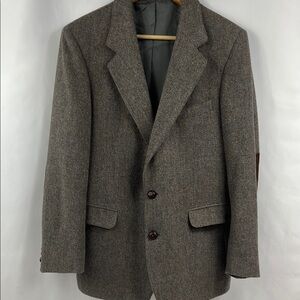 Vintage May D&F Academia‎ Gray Wool Sport Coat Professor Elbow Patches  Size M